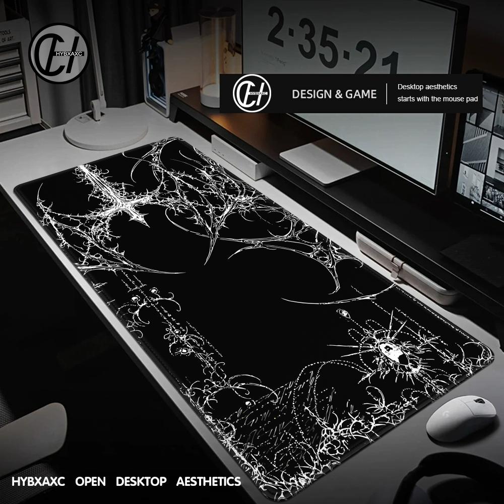 Desk Setup Accessories Aesthetic - ブラックホワイトサイバーシジリズムデスクマットゴシックムカデ美学オフィスラバーマウスパッドXL PCデスクアクセサリーゲーミングキーボードマット
