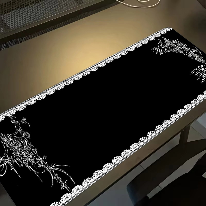 Desk Setup Dark - マウスパッド ダークスタイル レースエッジ マウスパッド コンピューターテーブルマット デスクトップマウスマット