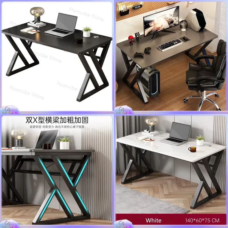 Desk Setup Height - モダンミニマリストコンピューターデスク、ホームオフィス、ゲーミング、eスポーツセットアップ用、ケーブル管理機能付き、高さ調節可能な学習机