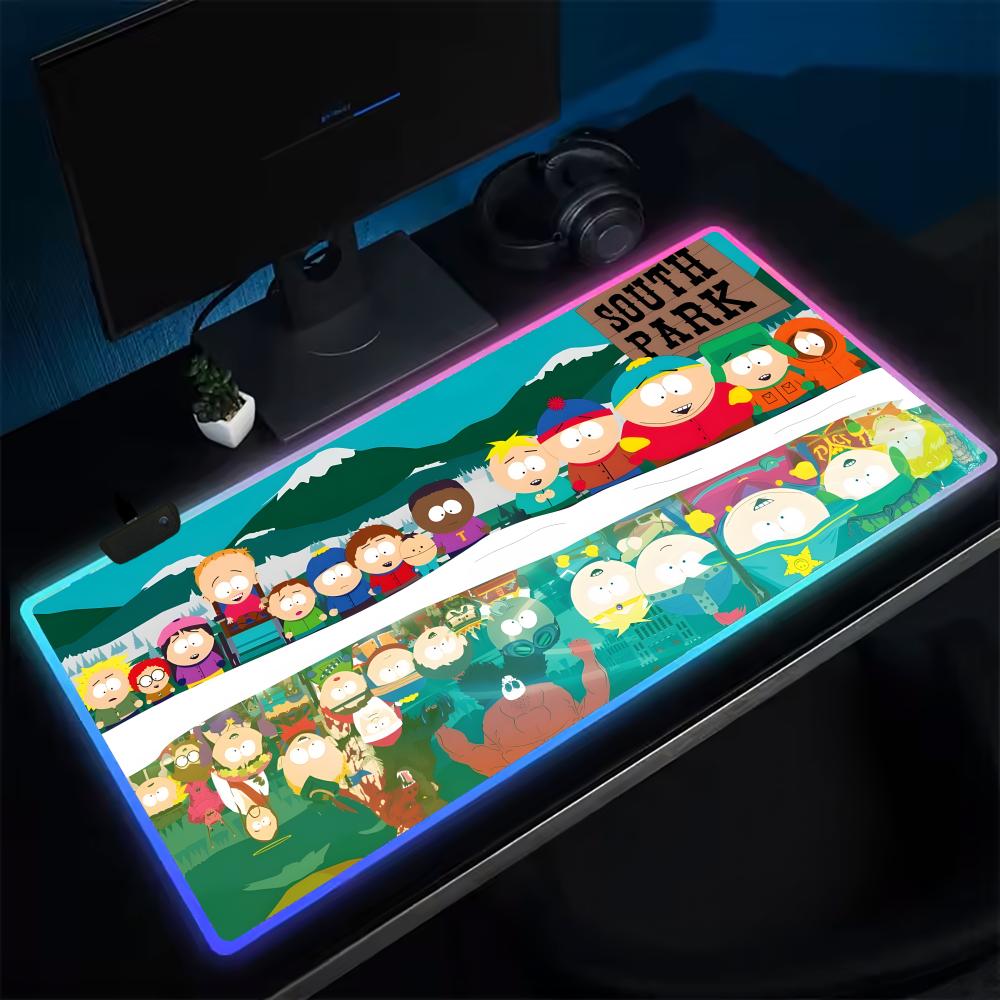 Desk Setup Rgb - サウスパークマウスパッドアニメゲーミングマウスパッド LED テーブルパッドバックライト付きゴムデスクトップ XXL RGB デスクマット