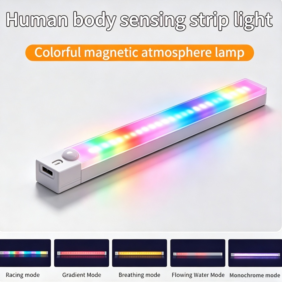 Desk Setup Rgb - 充電式RGB LEDデスクライト モーションセンサー磁気ライトバー 5モードナイトランプ 寝室 リビングルーム