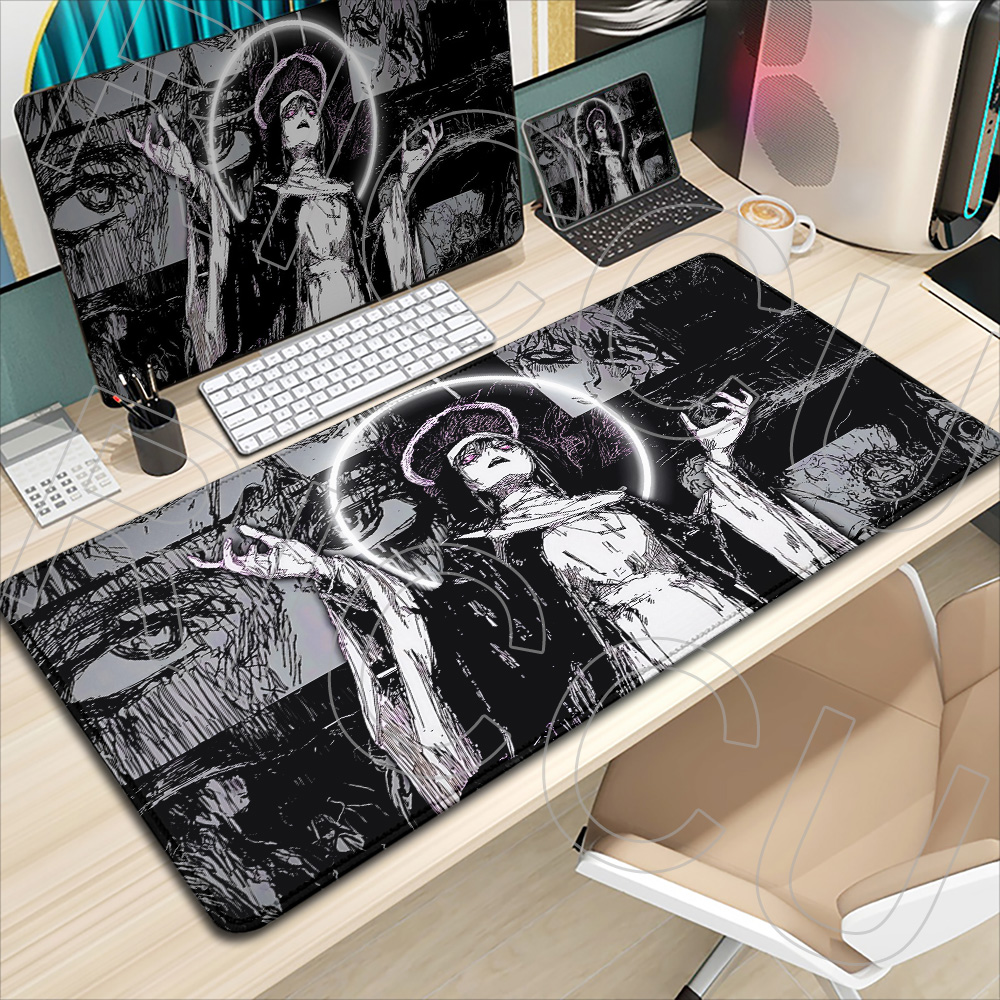 Desk Setup Dark - アニメガールブラックダークスタイル修道女デスクマットゴシックマウスパッドオフィスラバーマウスパッドXXL PCアクセサリーゲームキーボードマットカーペット