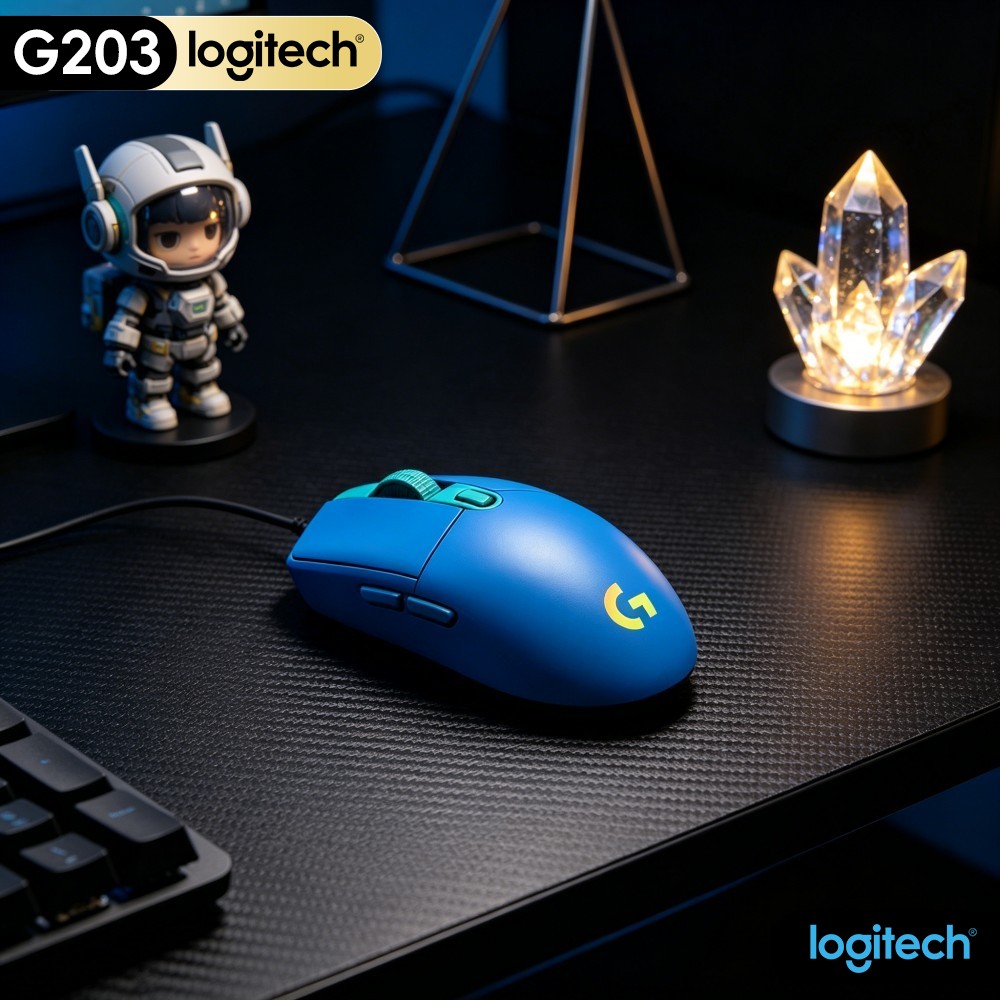 Logitech Mouse G203 - ロジクール G203 有線ゲーミングマウス スムーズな操作性 カスタマイズ可能なRGBモード 滑り止めパッド