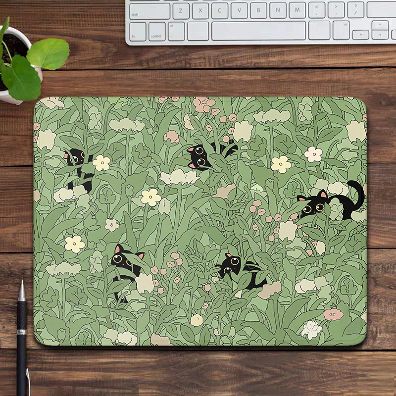 Desk Setup Accessories Aesthetic - グリーンデスクマット自然マウスパッドかわいい猫小さなマウスパッドゲームアクセサリーキーボードマットかわいいマウスパッド美的コンピュータパッド