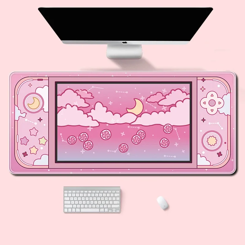 Desk Setup Accessories Aesthetic - 月と星大型デスクマットかわいい美的マウスパッドかわいいスカイアートセットアップゲームアクセサリーマウスパッドゲーマーオフィスマット Xxl