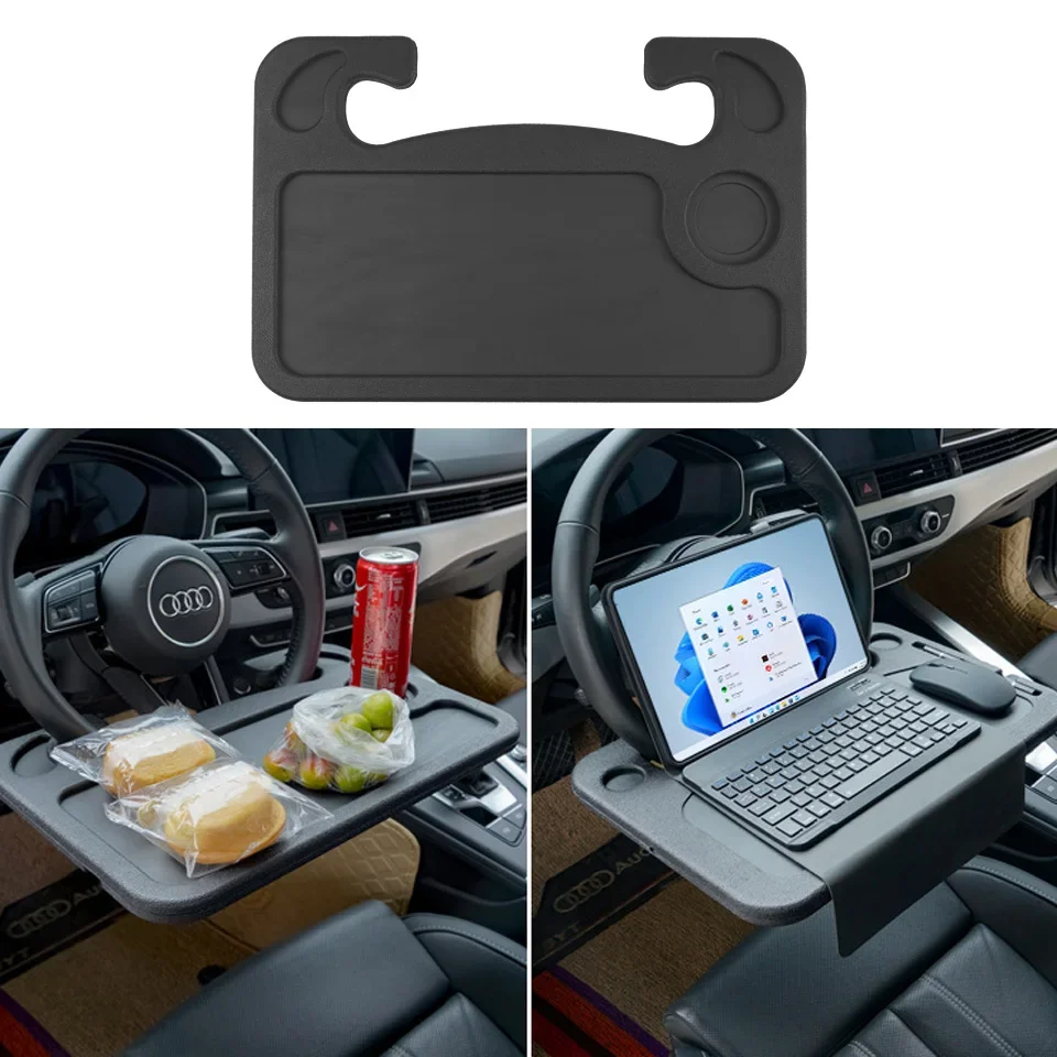Desk Setup Notebook - ポータブル車のラップトップコンピュータデスクマウントスタンド食べる仕事車のステアリングホイールダイニングテーブルブラケットドリンク食品コーヒートレイボード