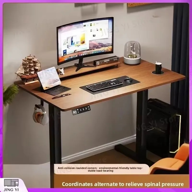 Desk Setup Height - 電動昇降式スタンディングデスク 無垢材スマートワークステーション 自宅オフィス 寝室 学習 ゲームセットアップ
