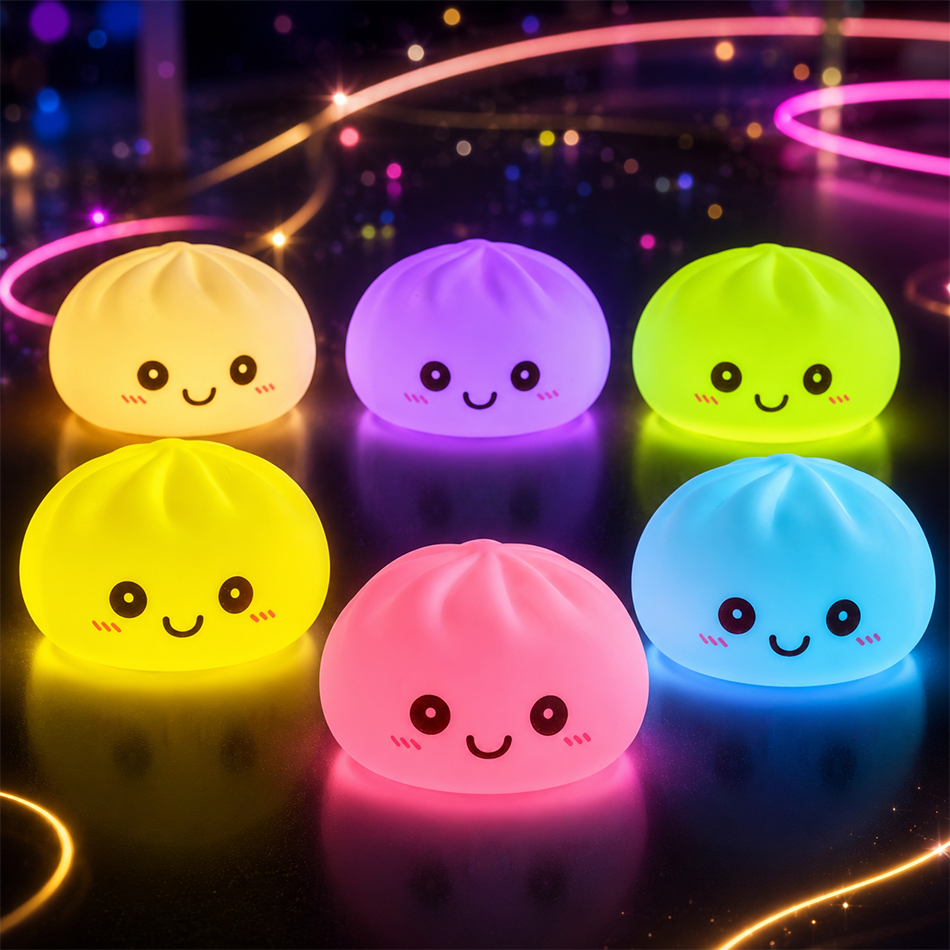 Desk Setup Lighting - 新しい餃子ナイトライト 光る餃子 デスクトップオーナメント かわいい光る餃子蒸し器ボックス カワイイ餃子ライト ギフト