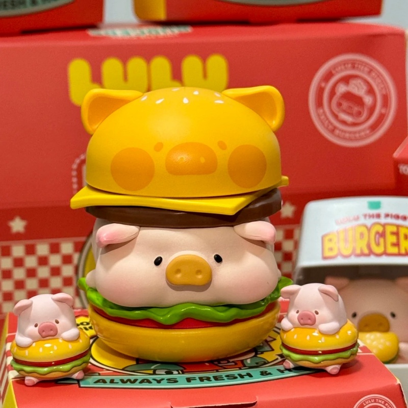 Desk Setup Kawaii - ルル・ザ・ピギーバーガーシリーズフィギュアミステリーボックスブラインドボックスかわいい豚アニメサプライズバッグコレクションカワイイ人形デスクトップデコレーション女の子向けおもちゃ
