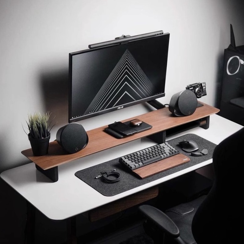 Desk Setup Height - Z1モニター高さ調整ラック オフィス高級デスクセットアップ eスポーツルーム モニターブラケット 木製スクリーンスタンド 収納付き