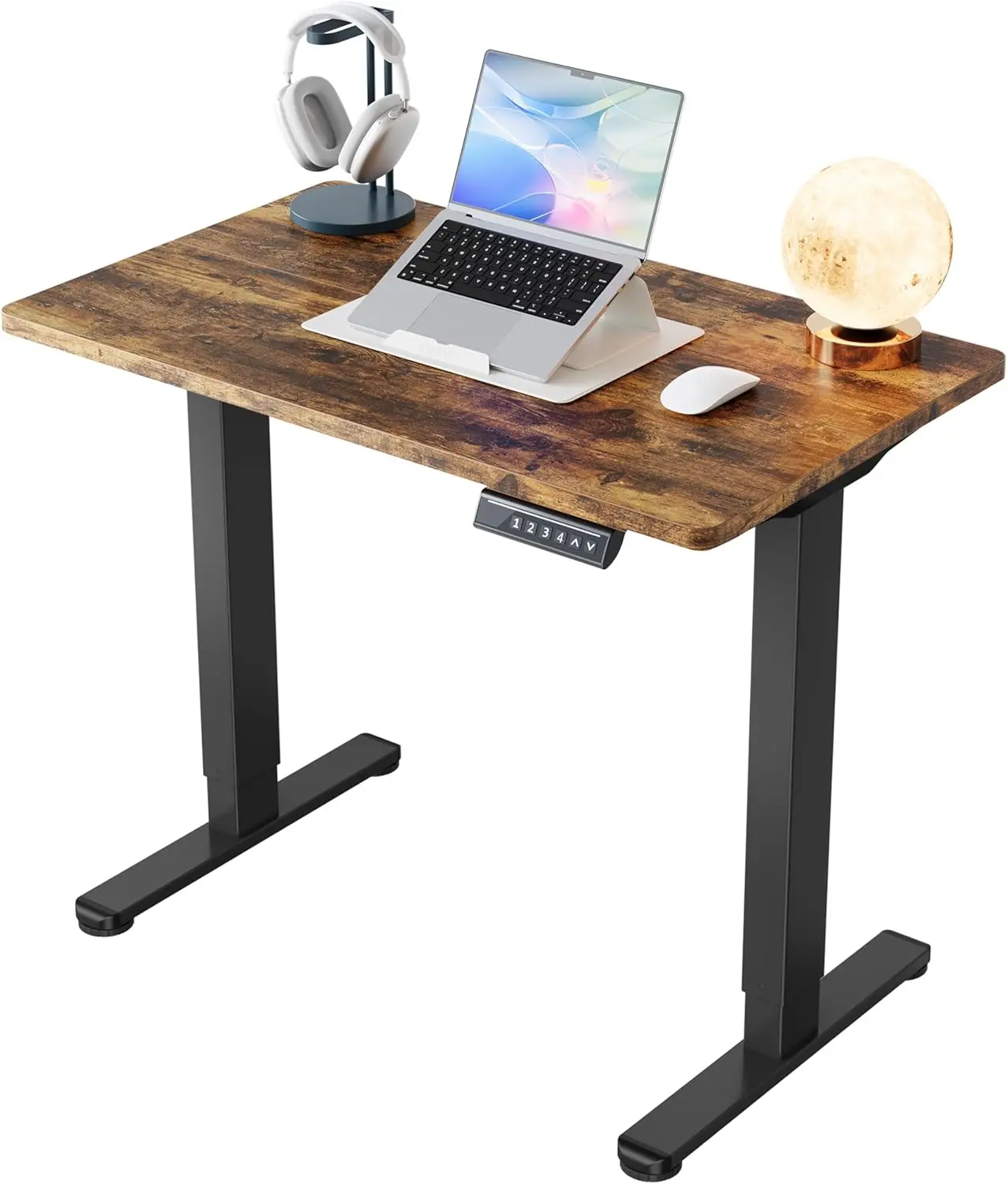 Desk Setup Height - HUANUO 32インチ小型電動昇降デスク、4つのメモリ高さ設定、自宅オフィスやコンピュータ用のシットスタンドデスク
