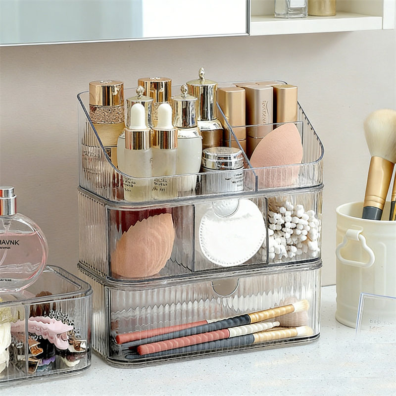 Desk Drawer Unit - 引き出し式化粧品収納ボックス 積み重ね可能なメイクブラシ コスメツールオーガナイザー デスク＆引き出しオーガナイザー メイクツール用