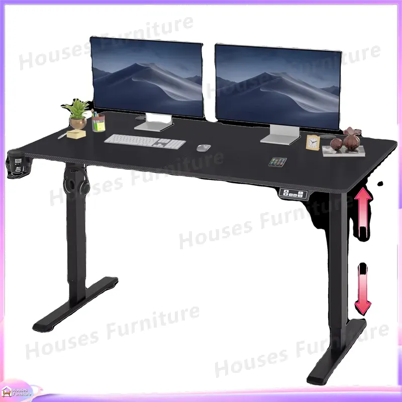 Desk Setup Height - 大型ゲーミングコンピューターデスク RGB LEDライト付き 高さ調節可能 人間工学に基づいたデザイン PC/ラップトップセットアップ