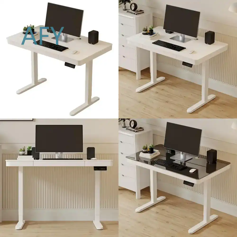 Desk Setup Height - スマート高さ調節可能な電動スタンディングデスク、コンピューターワークステーション、ゲームセットアップ、ホームオフィス、学習机、引き出し付き