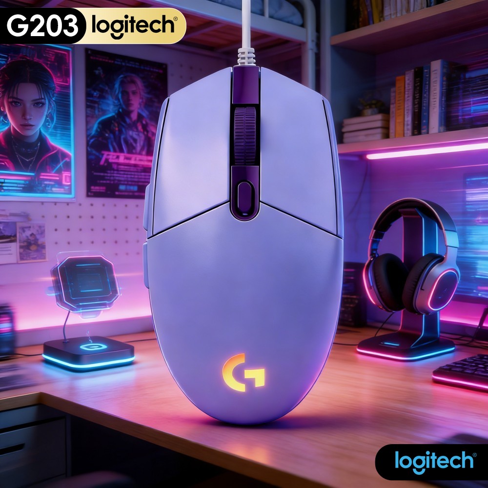 Logitech Mouse G203 - ロジクール G203 有線ゲーミングマウス 強化された握り心地 調整可能なRGB照明 USB接続