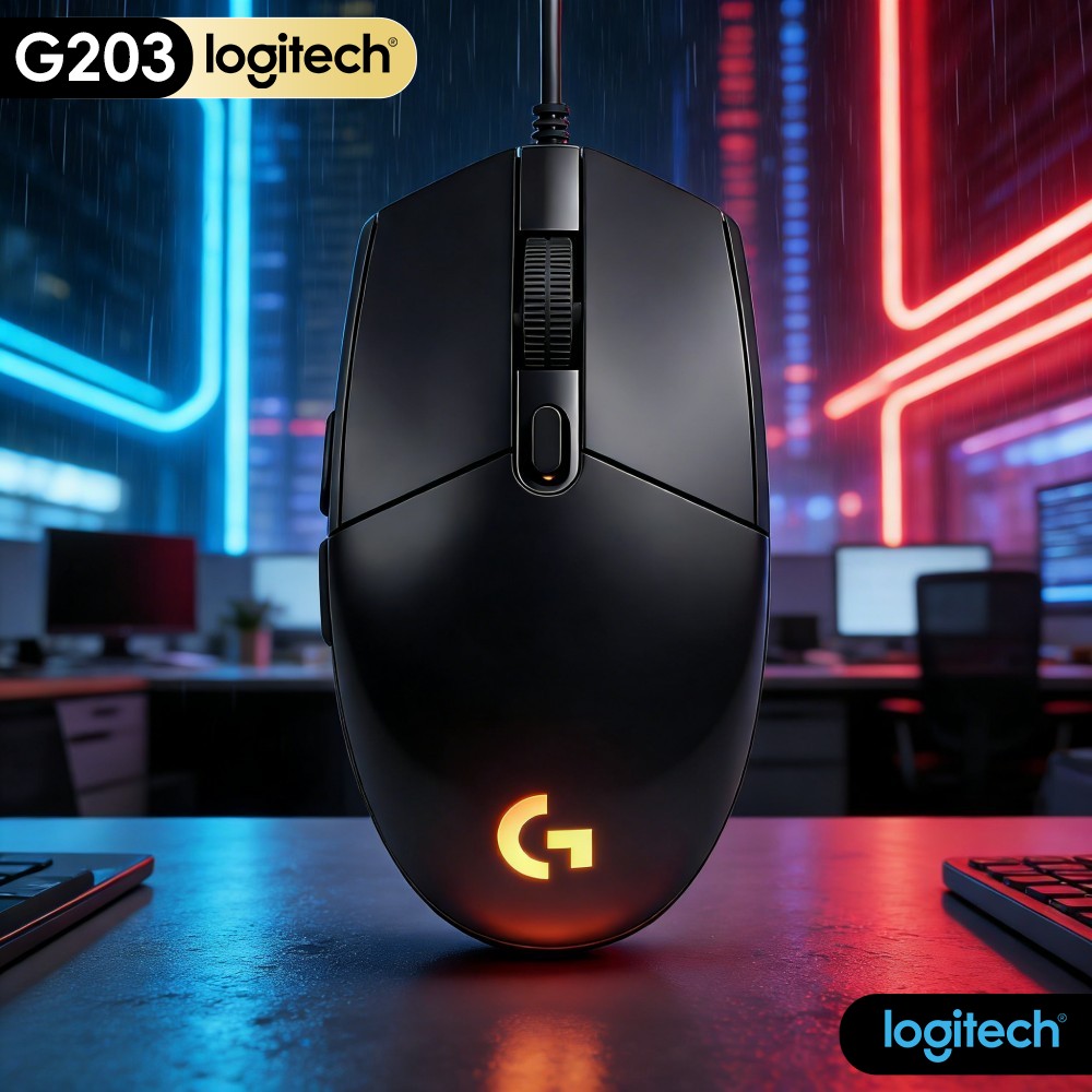 Logitech Mouse G203 - ロジクールG203有線ゲーミングマウス、安定した信号、ソフトRGB、可変DPI、デスクトップPCやオフィス向けUSB接続