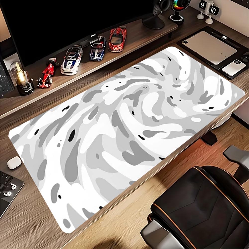 デスクマット グレー ホワイト 地形学模様 スワールプリント - Work Desk Home Setup のレビューと価格