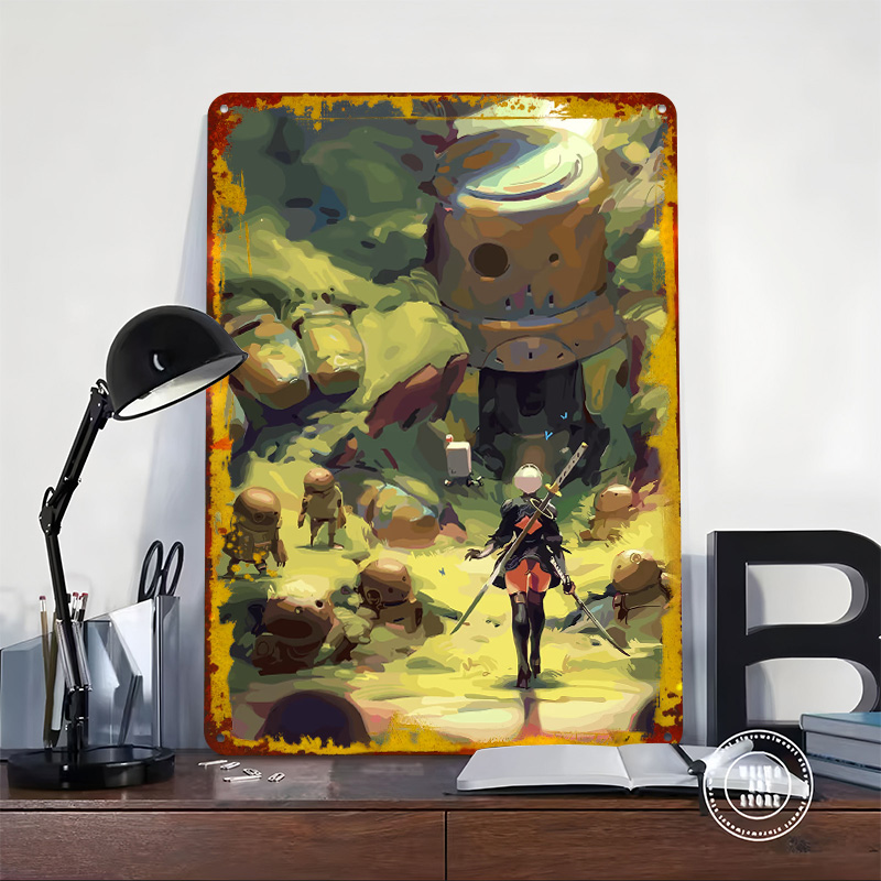 ニーア オートマタ: 2B in Forest メタルポスタ - Desk Setup Art のレビューと価格