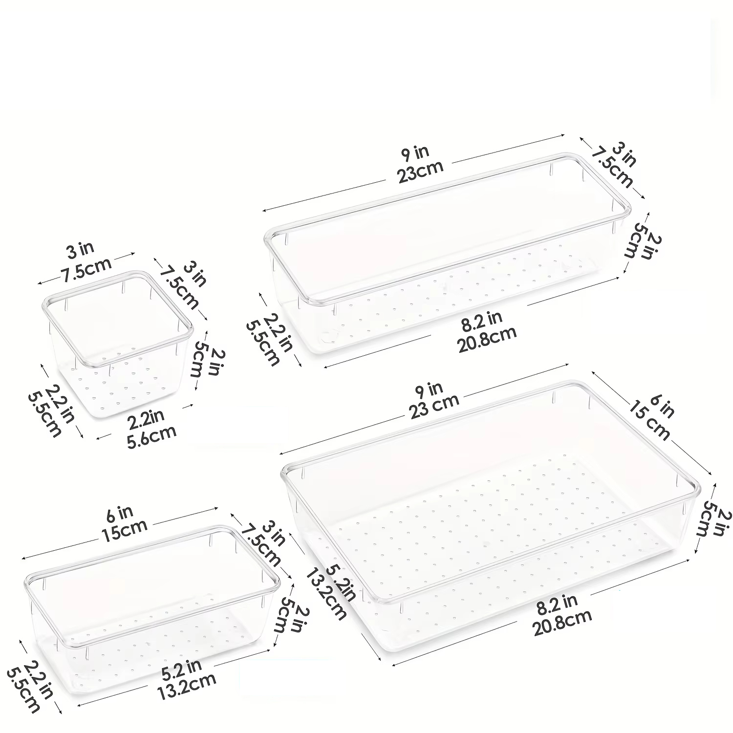 6/9/12パック引き出しオーガナイザー、透明プラスチック製 - Desk Drawer Unit のレビューと価格