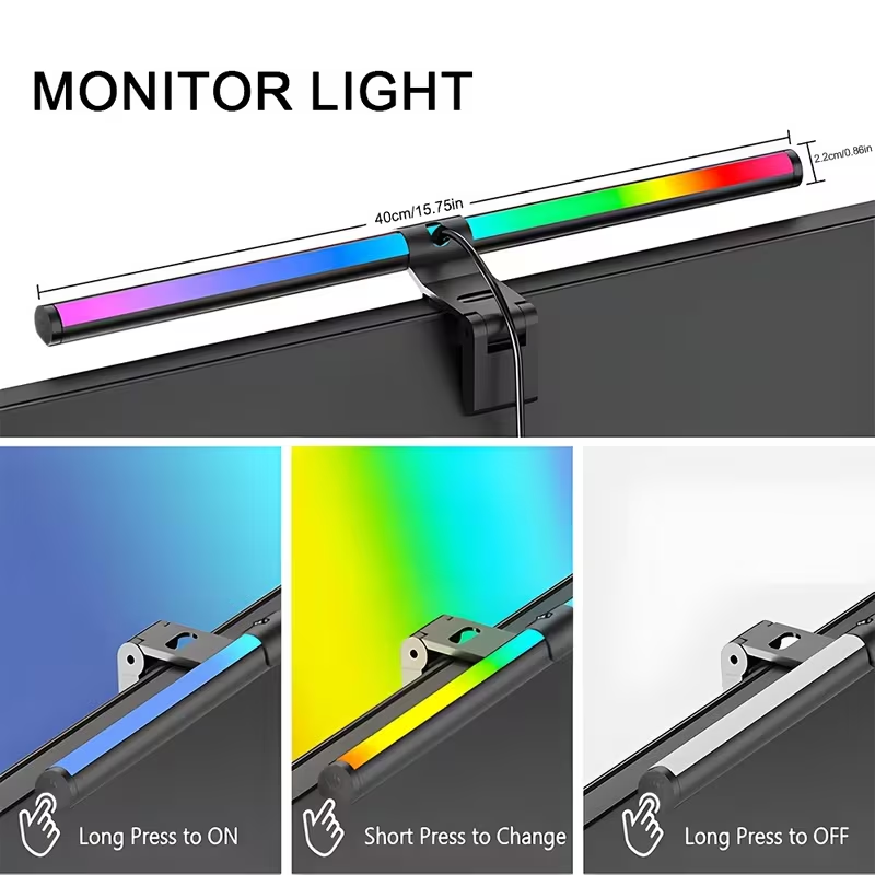 モニターライトバー LEDコンピュータースクリーン吊り下げラ - Desk Setup Lighting のレビューと価格