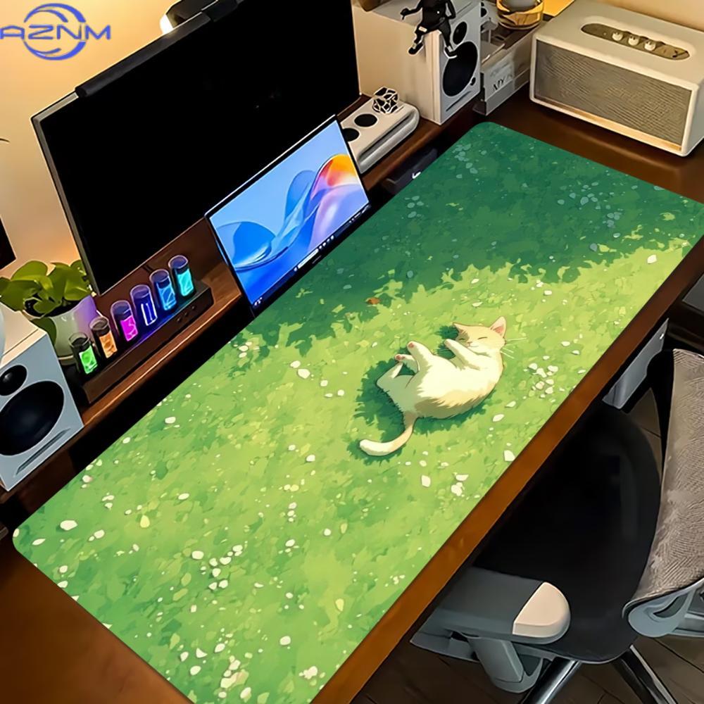 花柄のかわいい猫柄大型ゲーミングマウスパッド、滑り止めゴムロ - Desk Setup For Work のレビューと価格