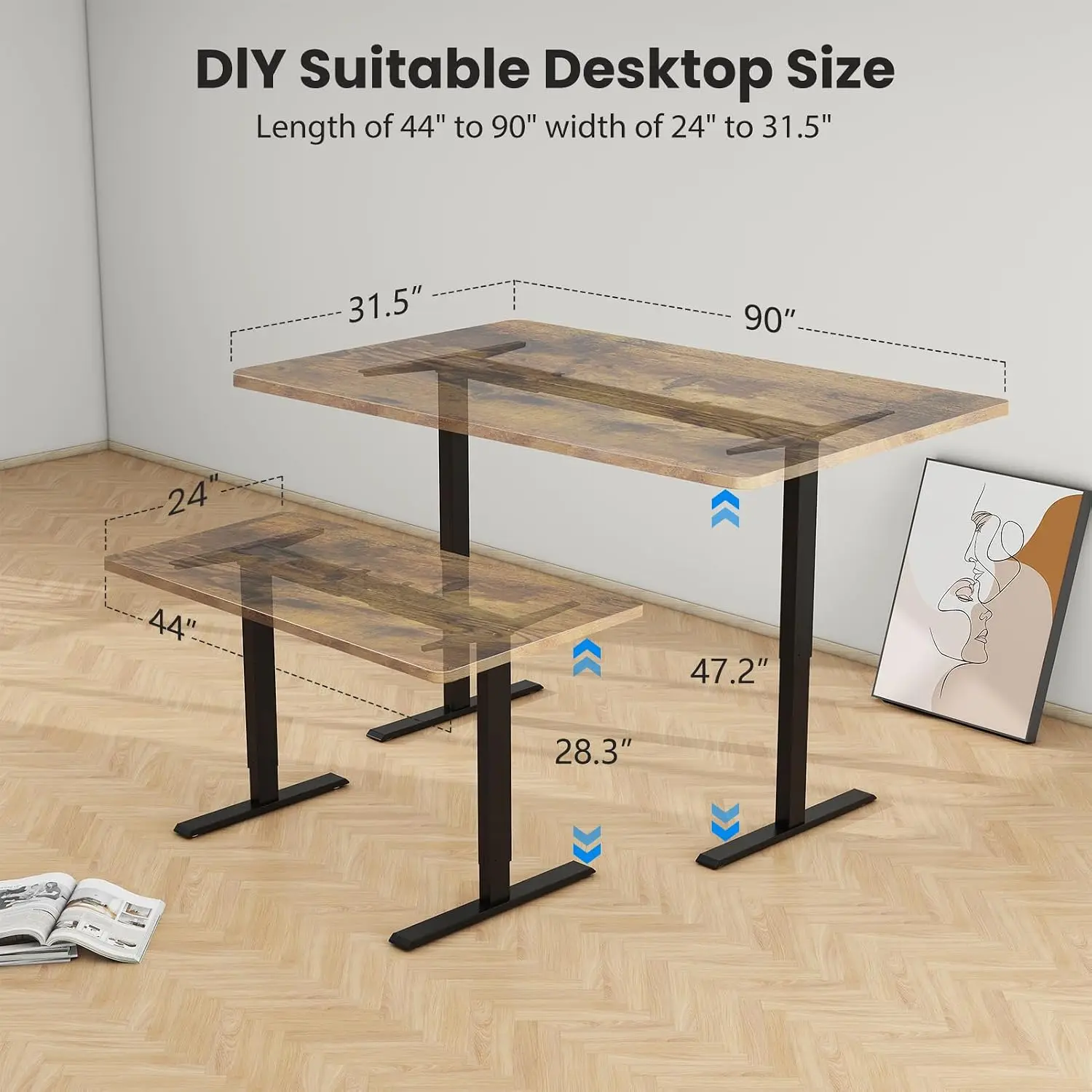 デュアルモーター電動昇降デスクフレーム - 高さ調整可能な電 - Desk Setup Height のレビューと価格