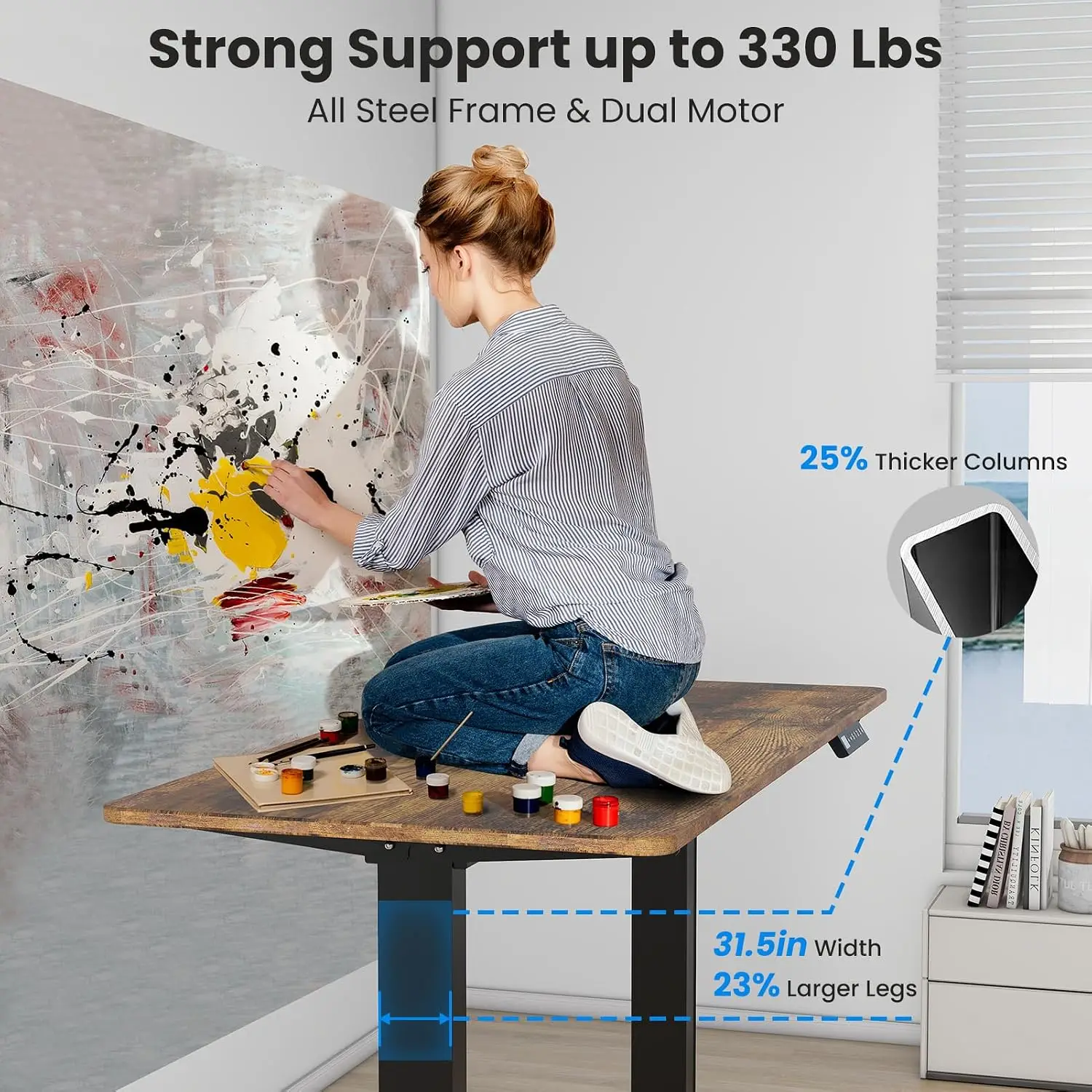 デュアルモーター電動昇降デスクフレーム - 高さ調整可能な電 - Desk Setup Height のレビューと価格
