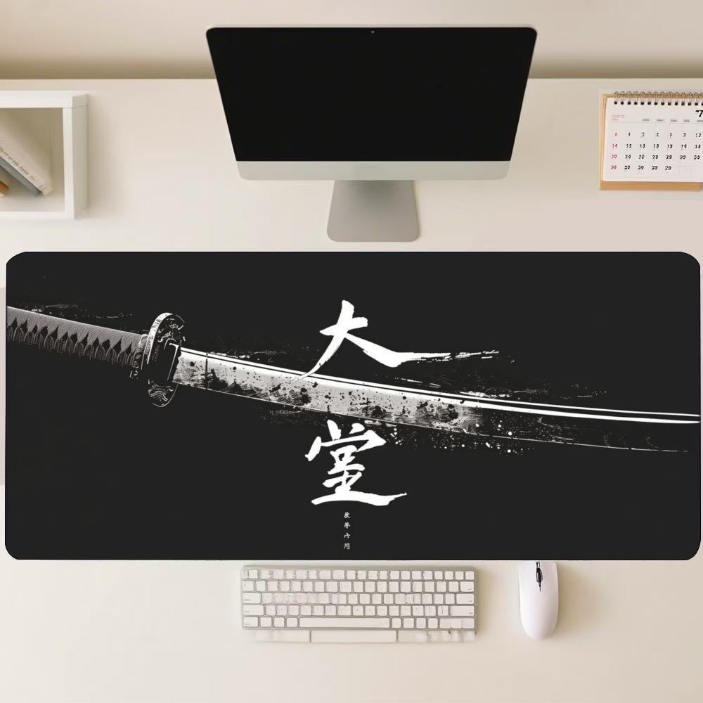 デスクマット 日本の侍の刀柄プリント ステッチエッジ 滑り止 - Desk Setup For Work のレビューと価格
