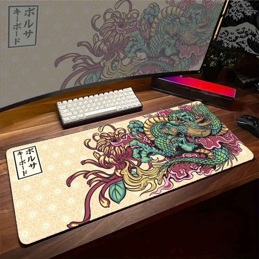 黒デスクマウスパッド ONI 大型ゲーマーマットビッグマウス - Desk Setup Art のレビューと価格