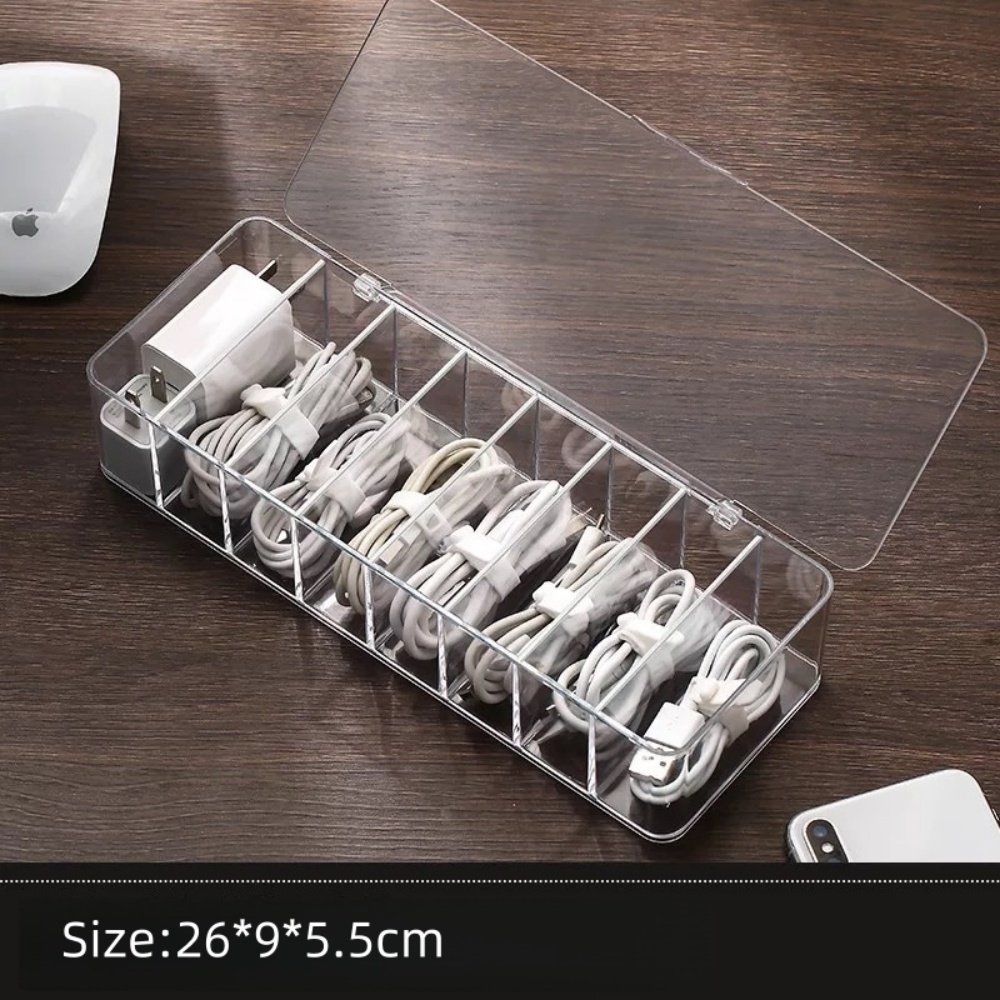 多機能ケーブルオーガナイザー、充電器やイヤホン用のタイ付き透 - Desk Drawer Unit のレビューと価格