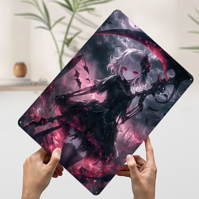 悪魔死神少女ポスター カスタムウォールアート ヴィンテージメ - Desk Setup Art のレビューと価格