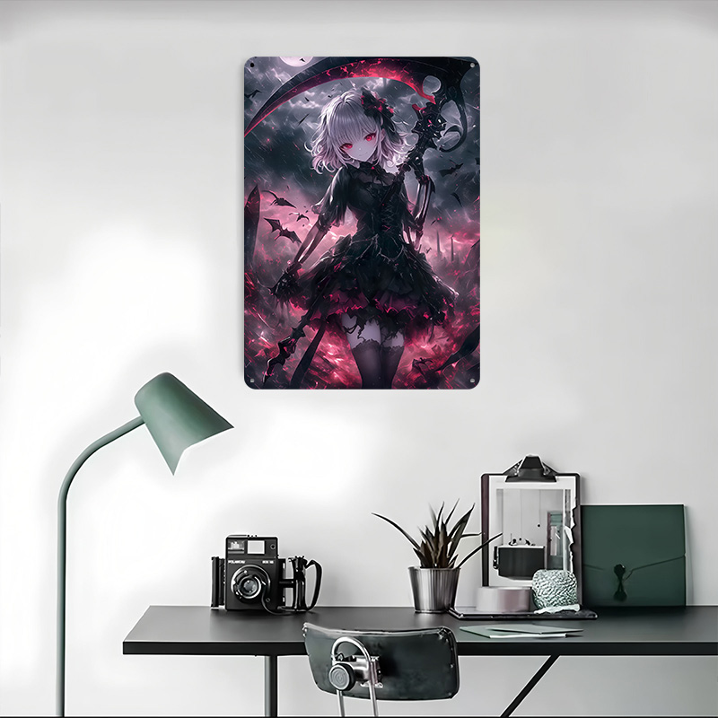 悪魔死神少女ポスター カスタムウォールアート ヴィンテージメ - Desk Setup Art のレビューと価格