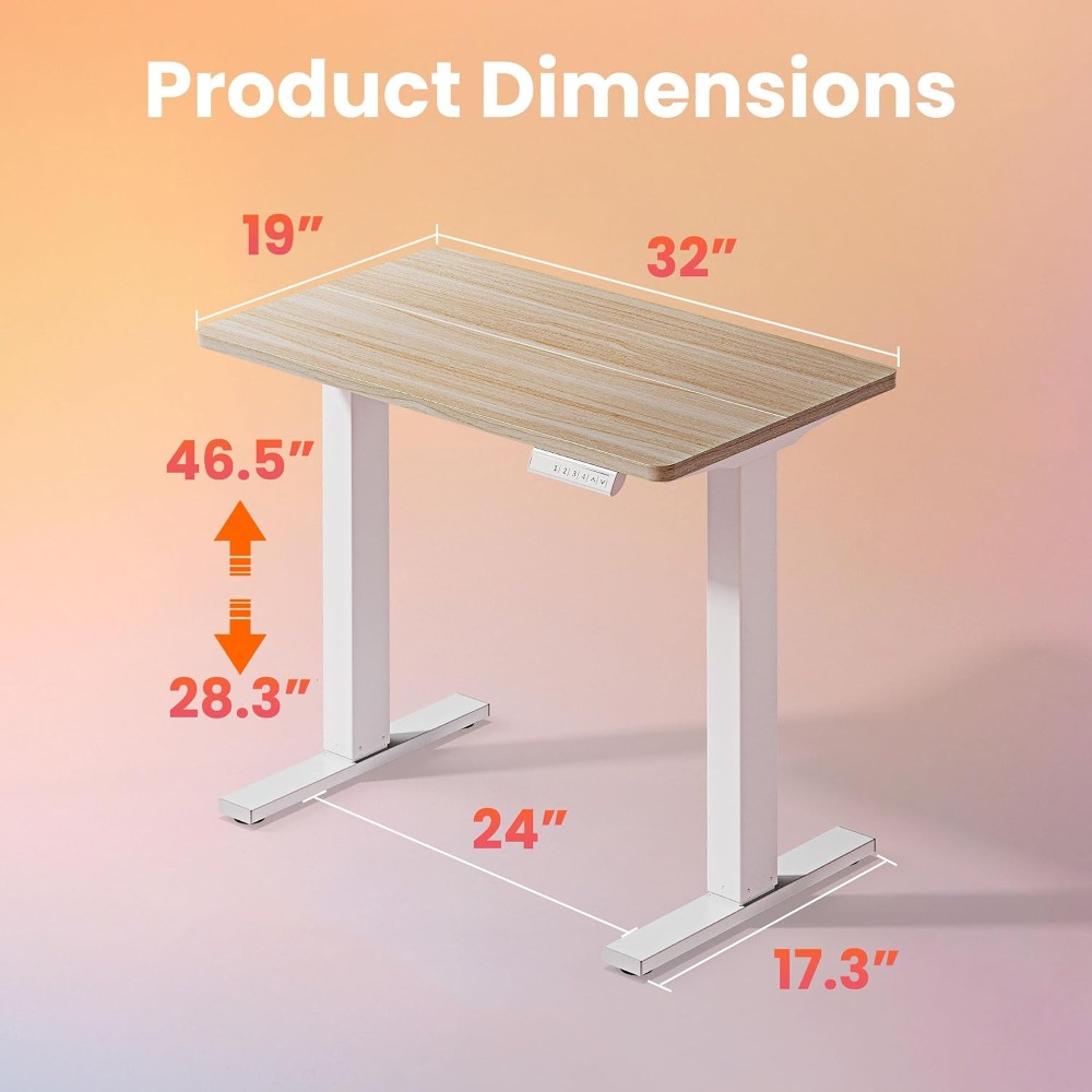 小型電動スタンディングデスク、高さ調節可能、4つのメモリ設定 - Desk Setup Height のレビューと価格