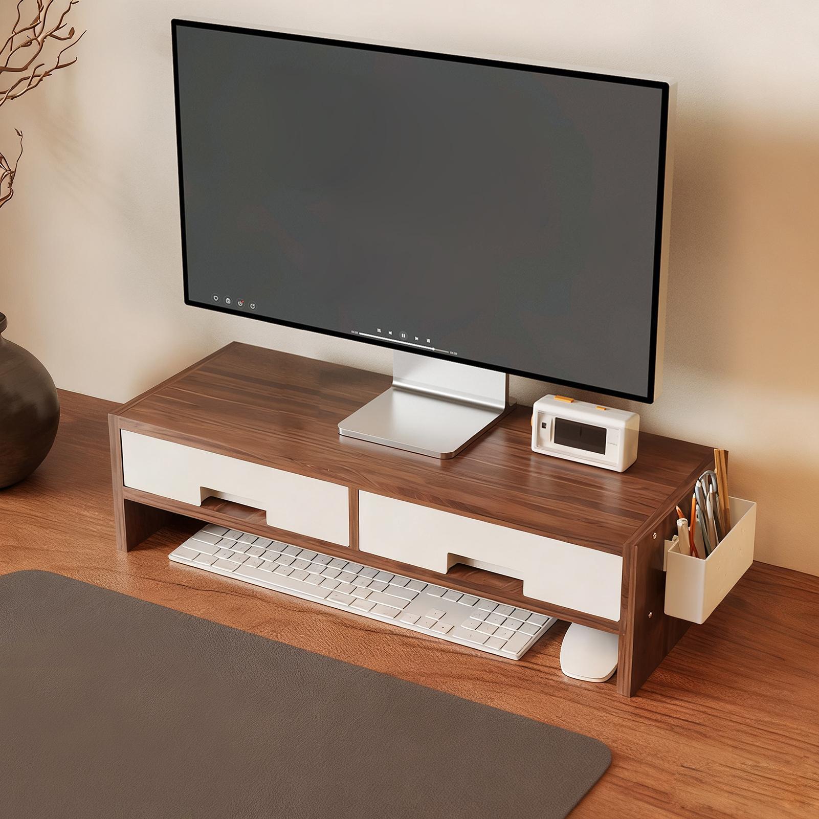 デスクモニタースタンドライザー ダブル引き出し 人間工学に基 - Desk Drawer Unit のレビューと価格