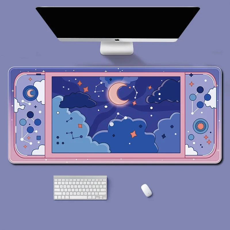 月と星大型デスクマットかわいい美的マウスパッドかわいいスカイ - Desk Setup Accessories Aesthetic のレビューと価格