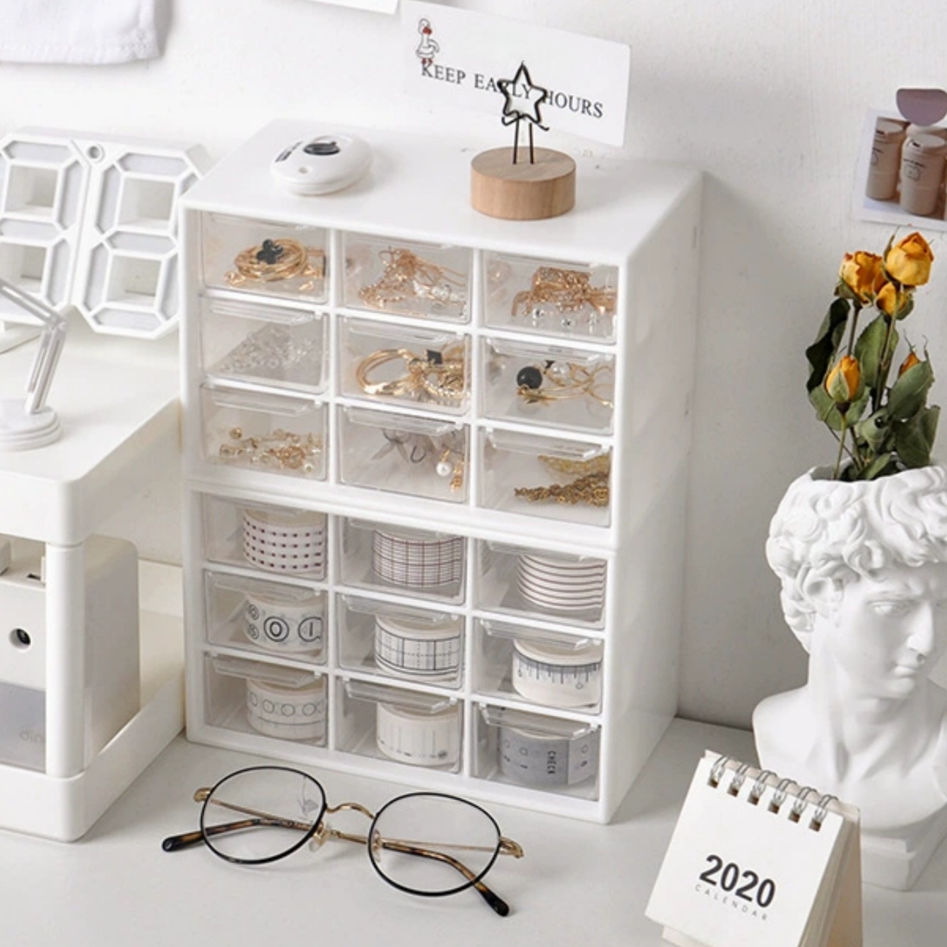ビーズ材料収納ボックス。 9グリッド引き出し式収納ボックスは - Desk Drawer Unit のレビューと価格