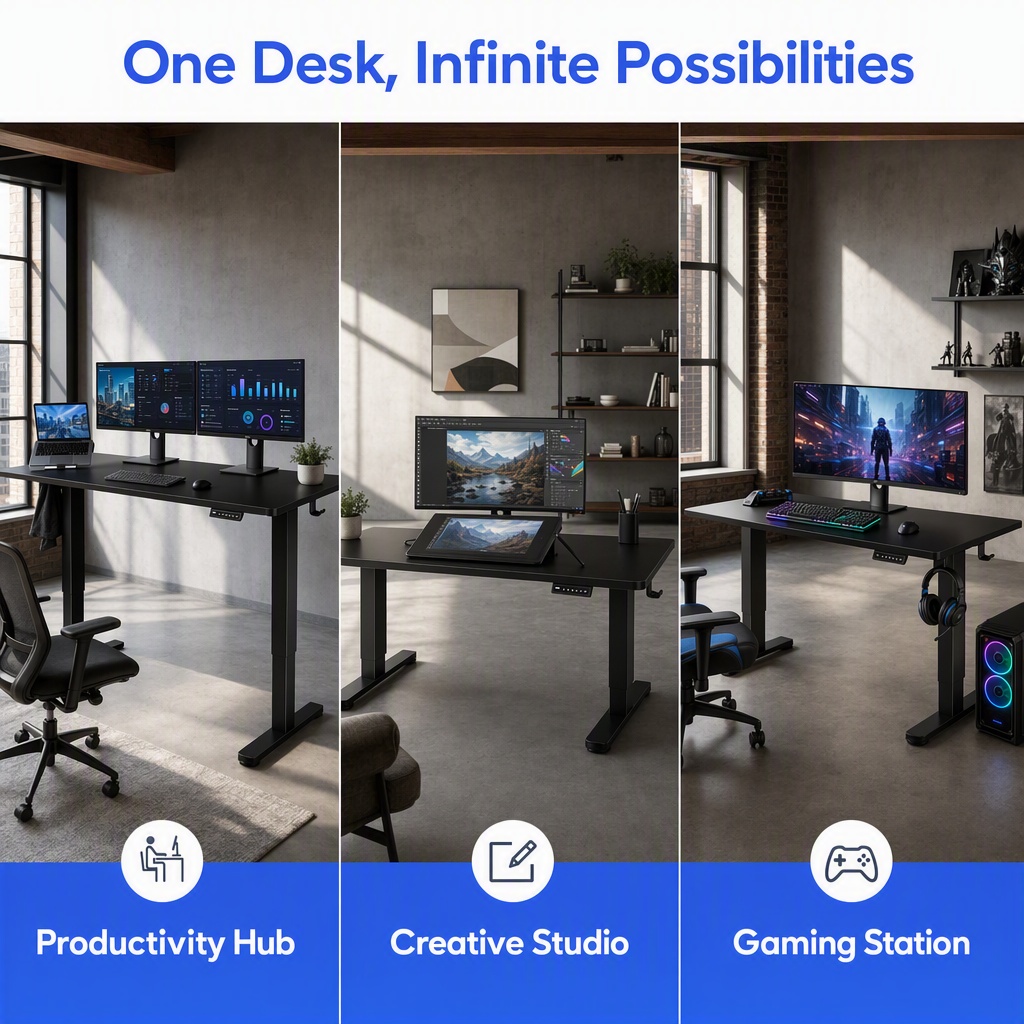 電動昇降デスク、一体型デスクトップ、高さ調節可能なコンピュー - Desk Setup Height のレビューと価格