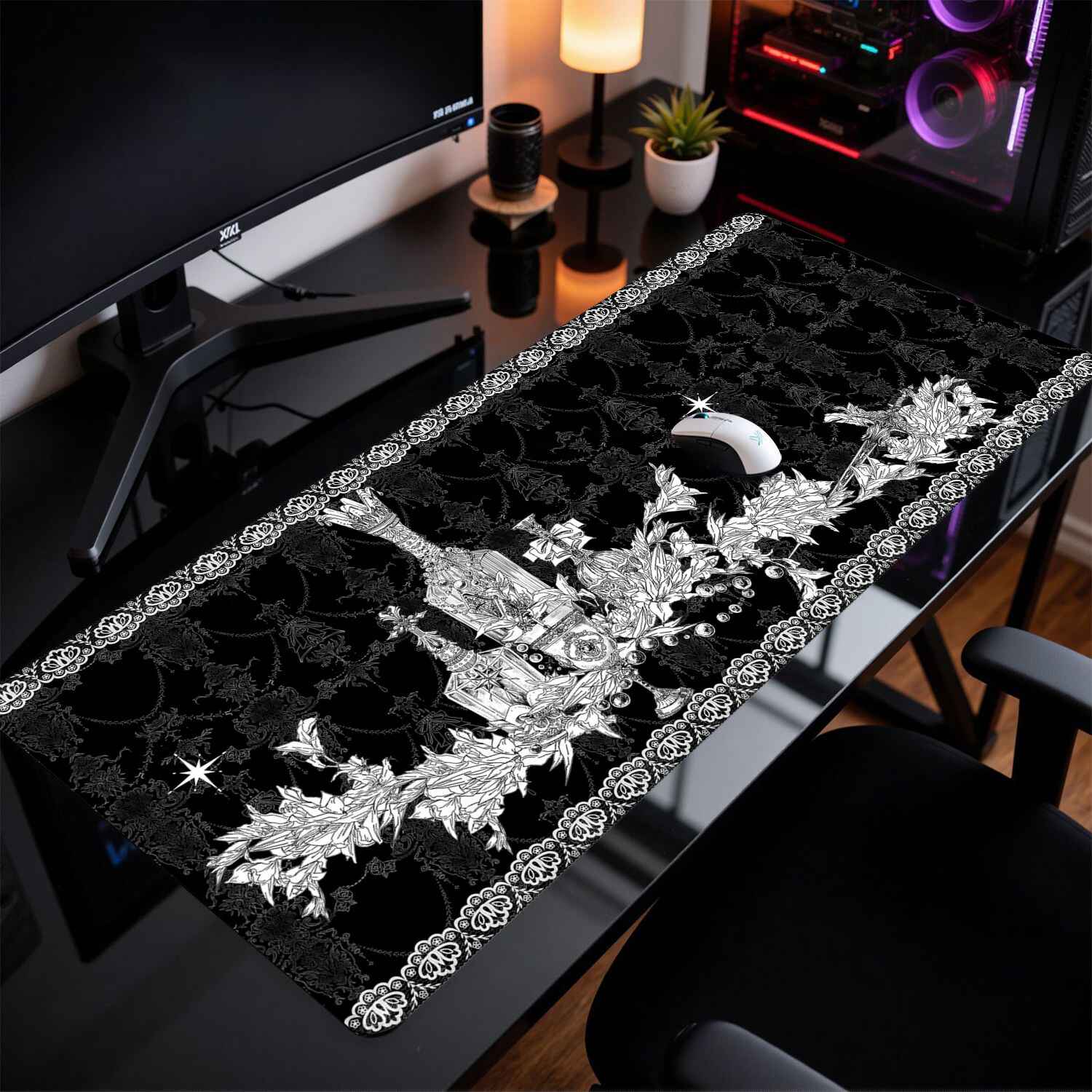 Divine Realm ゴシック建築マウスパッド特大ダーク - Desk Setup Dark のレビューと価格