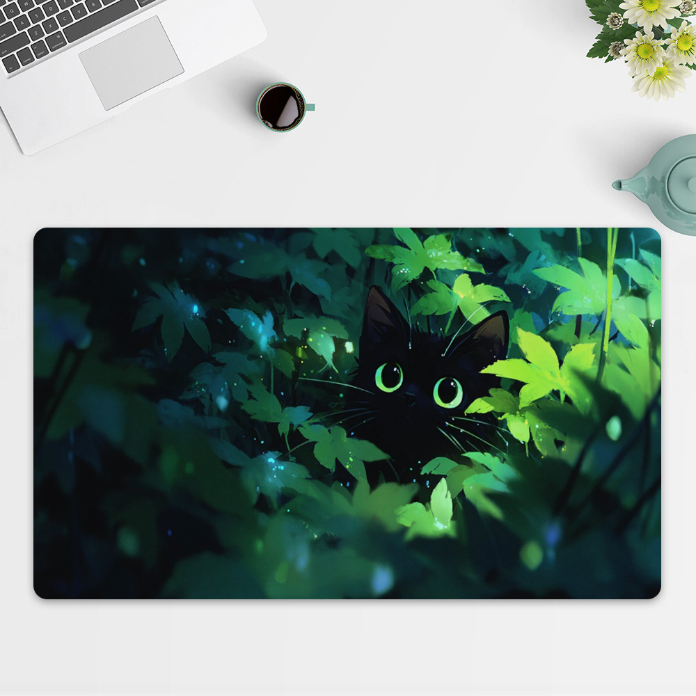 黒猫 MTG プレイマット用グリーンフォレストファンタジーア - Desk Setup Art のレビューと価格