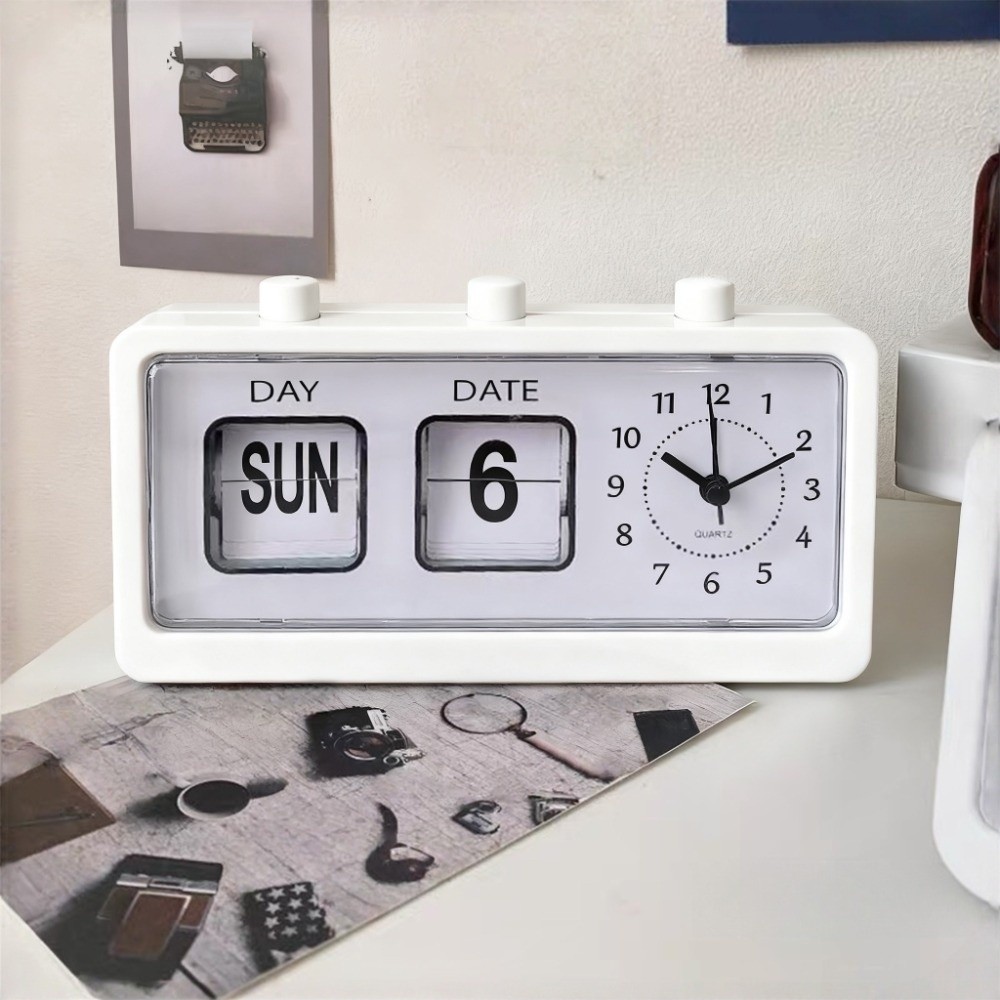 電子マニュアルページめくりカレンダー時計ヴィンテージデスクト - Desk Setup Vintage のレビューと価格