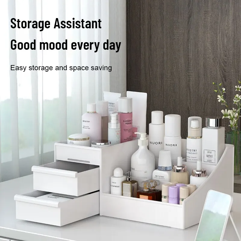 1個入り 白色プラスチック製メイクアップ収納ボックス 引き出 - Desk Drawer Unit のレビューと価格
