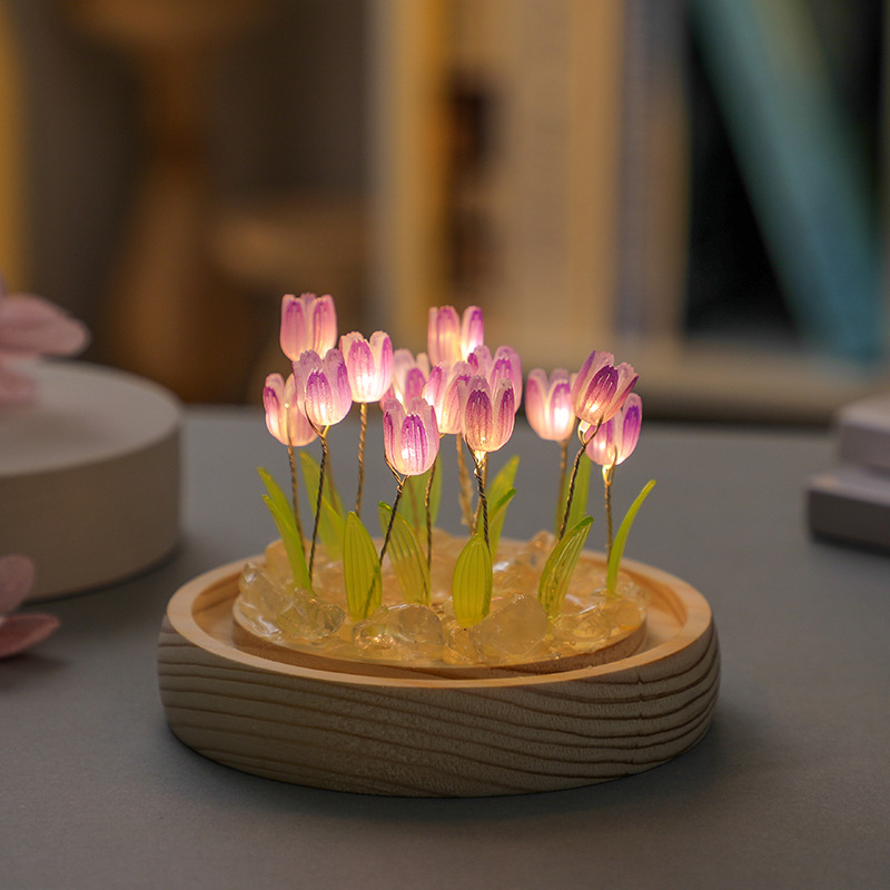 手作りのチューリップの夜の光,創造的なオフィスの雰囲気の装飾 - Desk Setup Lighting のレビューと価格