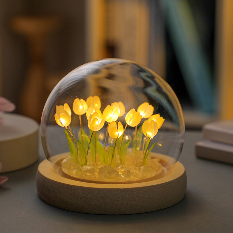 手作りのチューリップの夜の光,創造的なオフィスの雰囲気の装飾 - Desk Setup Lighting のレビューと価格