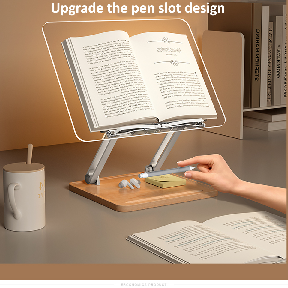 木製読書スタンド ライト付き 透明アクリル 多機能リフティン - Desk Setup Lighting のレビューと価格