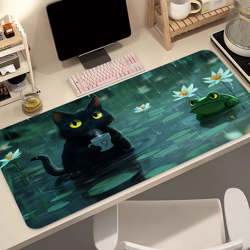 かわいい黒猫シリコンソフトゲーミングマウスパッド大型キーボー - Desk Setup Kawaii のレビューと価格