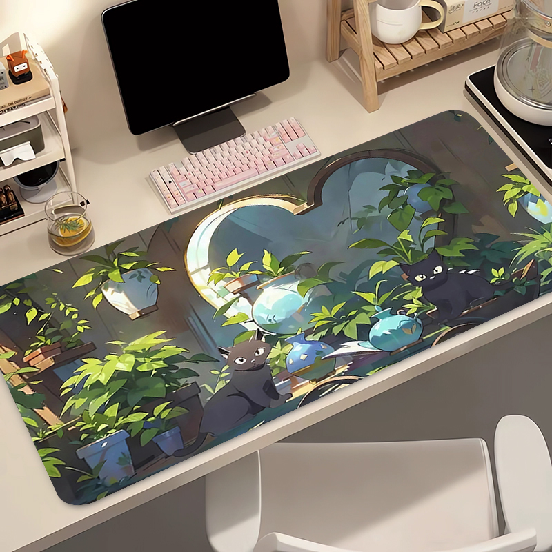 かわいい黒猫シリコンソフトゲーミングマウスパッド大型キーボー - Desk Setup Kawaii のレビューと価格