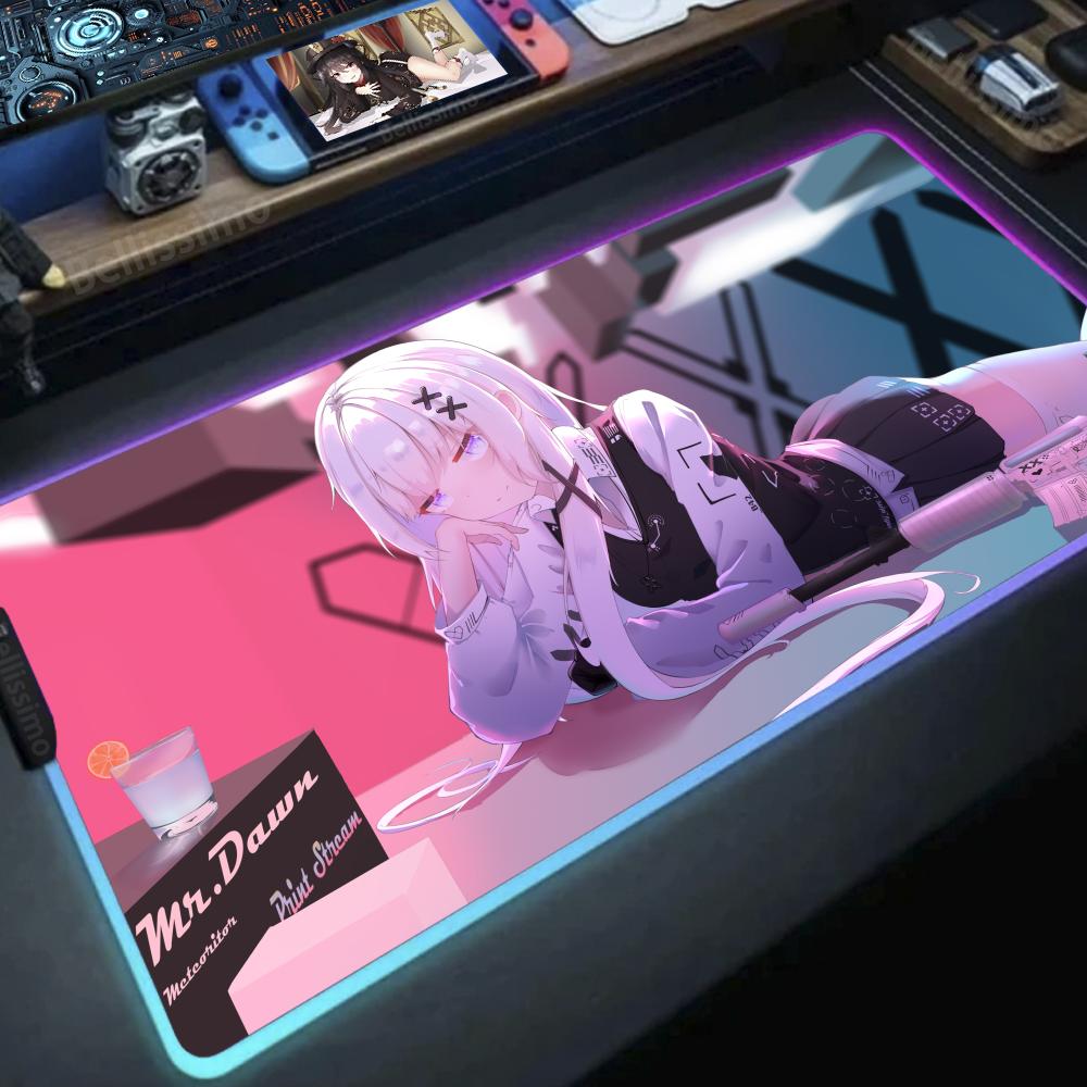銃を持った少女アニメDIYゲーム用コンピューターマウスパッド - Desk Setup Rgb のレビューと価格