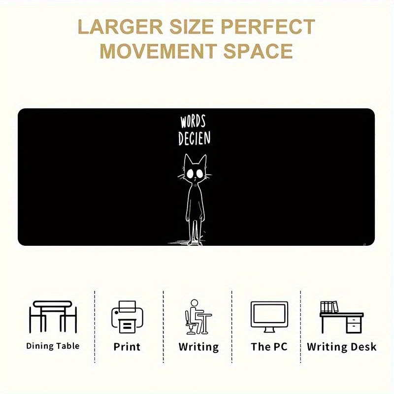 面白いスケッチ猫の言葉デシエンブラック拡張ゲーミングマウスパ - Desk Setup For Work のレビューと価格