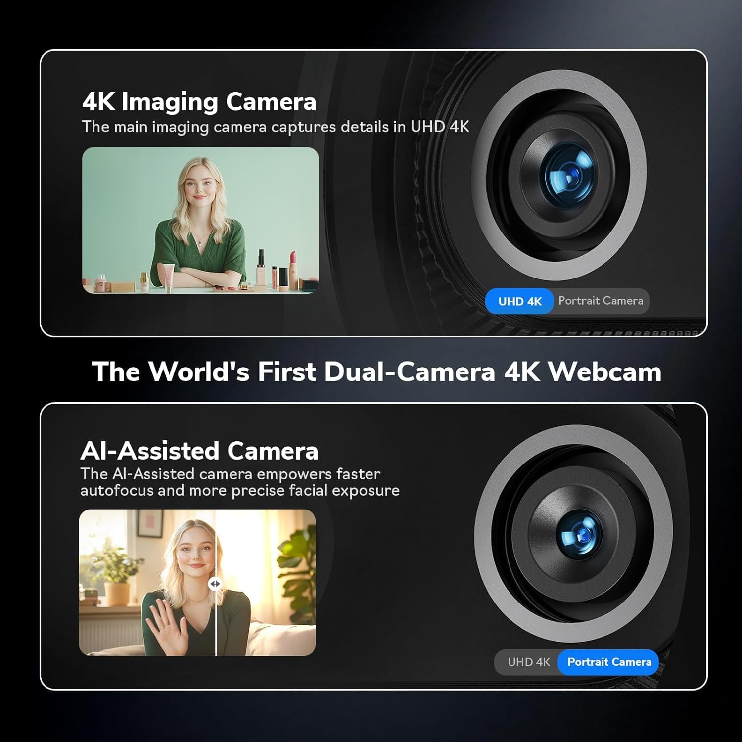ウェブカメラ 4K EMEET デュアルカメラ AI搭載 4 - Desk Setup Streaming のレビューと価格