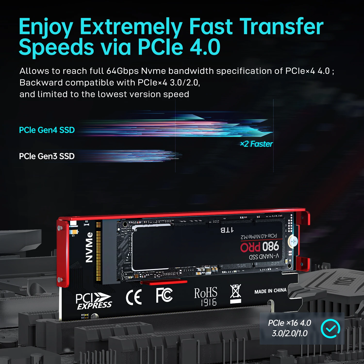 JEYI M.2 NVME to PCIe 4.0 X16ア - Samsung Ssd 990 Pro のレビューと価格